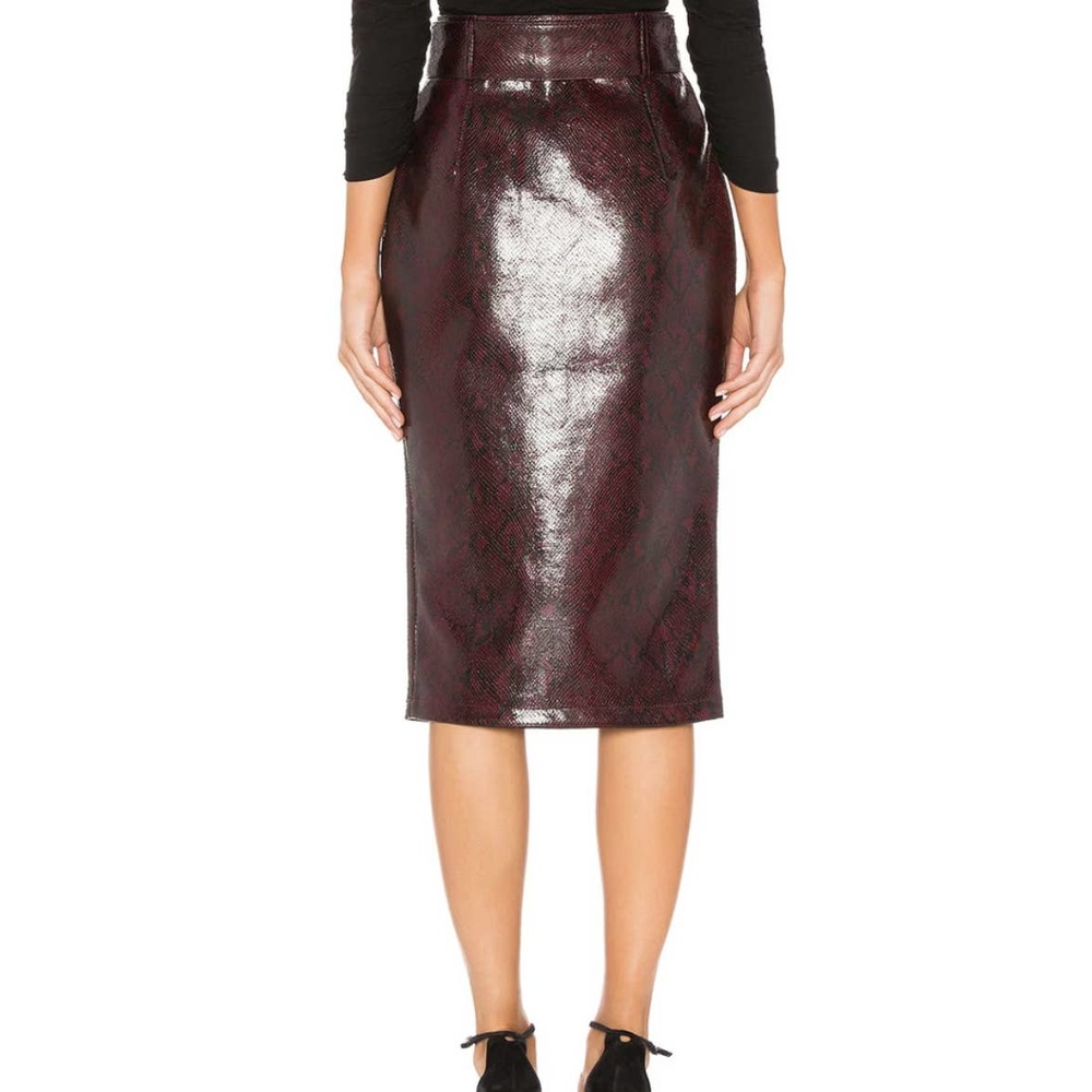 NEW Atoir Self Defined Skirt Black Burgundy Python Womens US 4 Pencil Belt - Picture 3 of 11